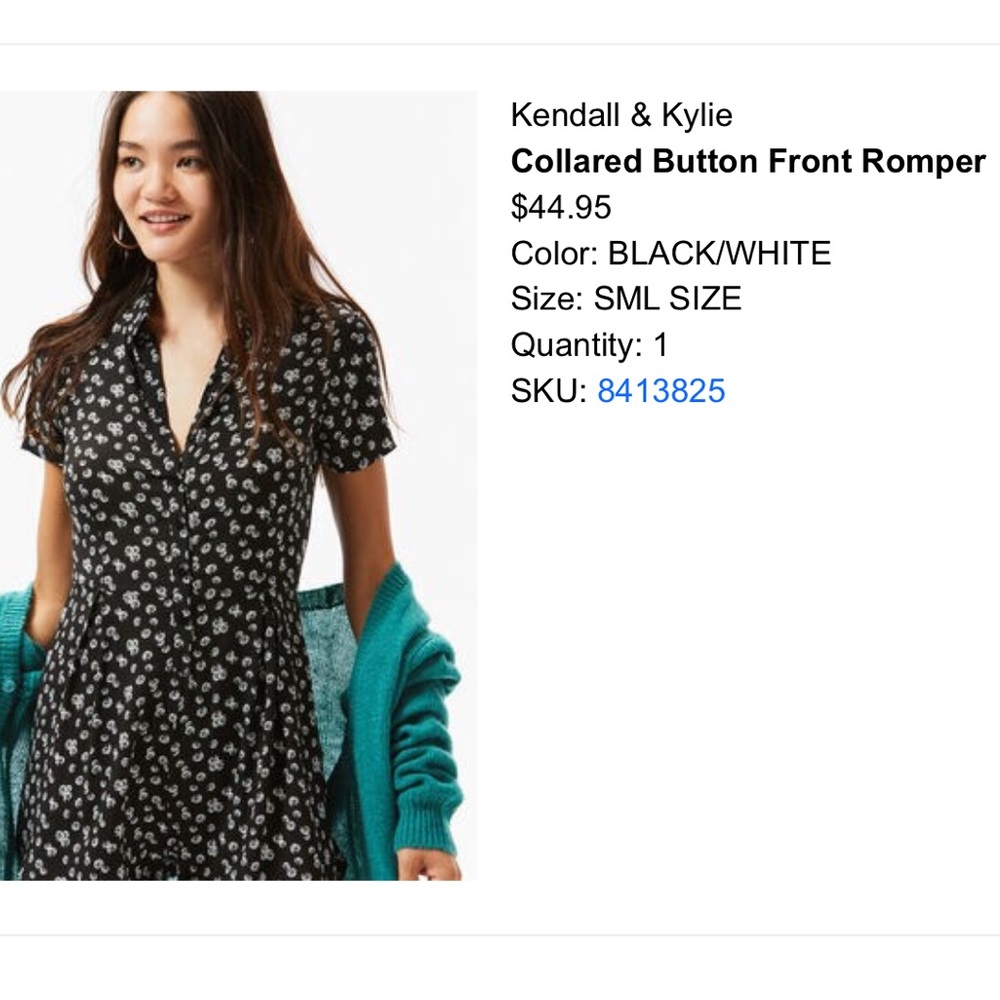 Kendall & Kylie (Pacsun) Collared Button Front Romper